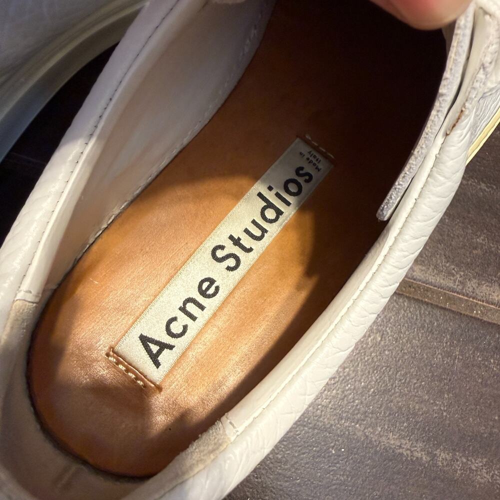 Acne Studios Adrian Grain Leather Sneakers Mens Size 9 (42) White Low Top - Picture 6 of 7
